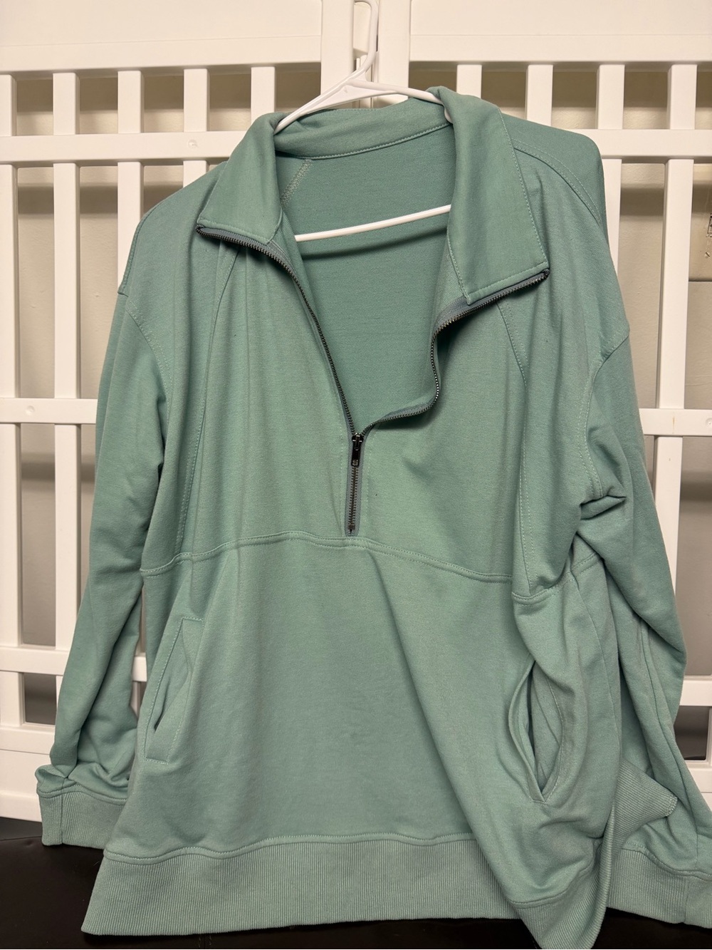 Women's Mint Green Half-Zip Pullover Hoodie